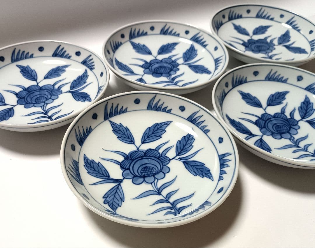 源右衛門窯 染付 小皿 5枚組 未使用品 【バラ売り可】