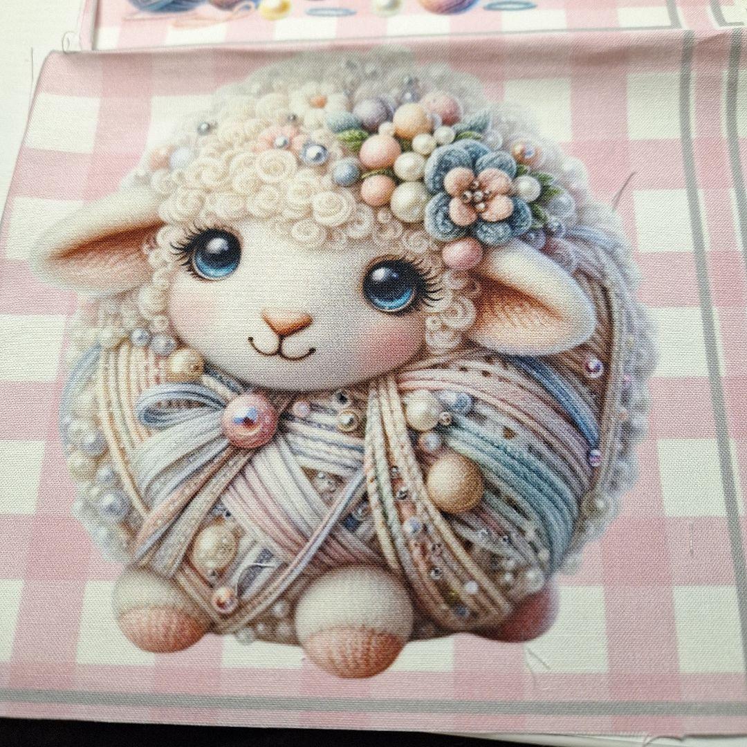 可愛いひつじパネル生地　ハンドメイド