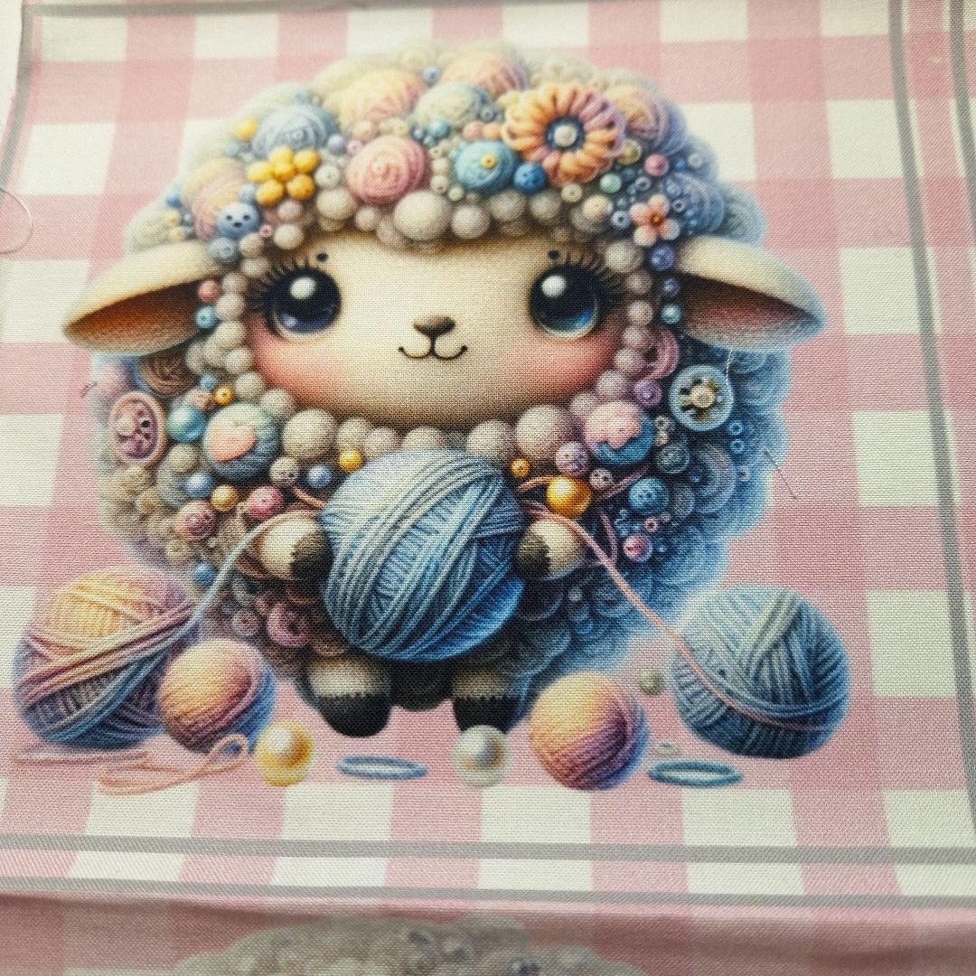 可愛いひつじパネル生地　ハンドメイド