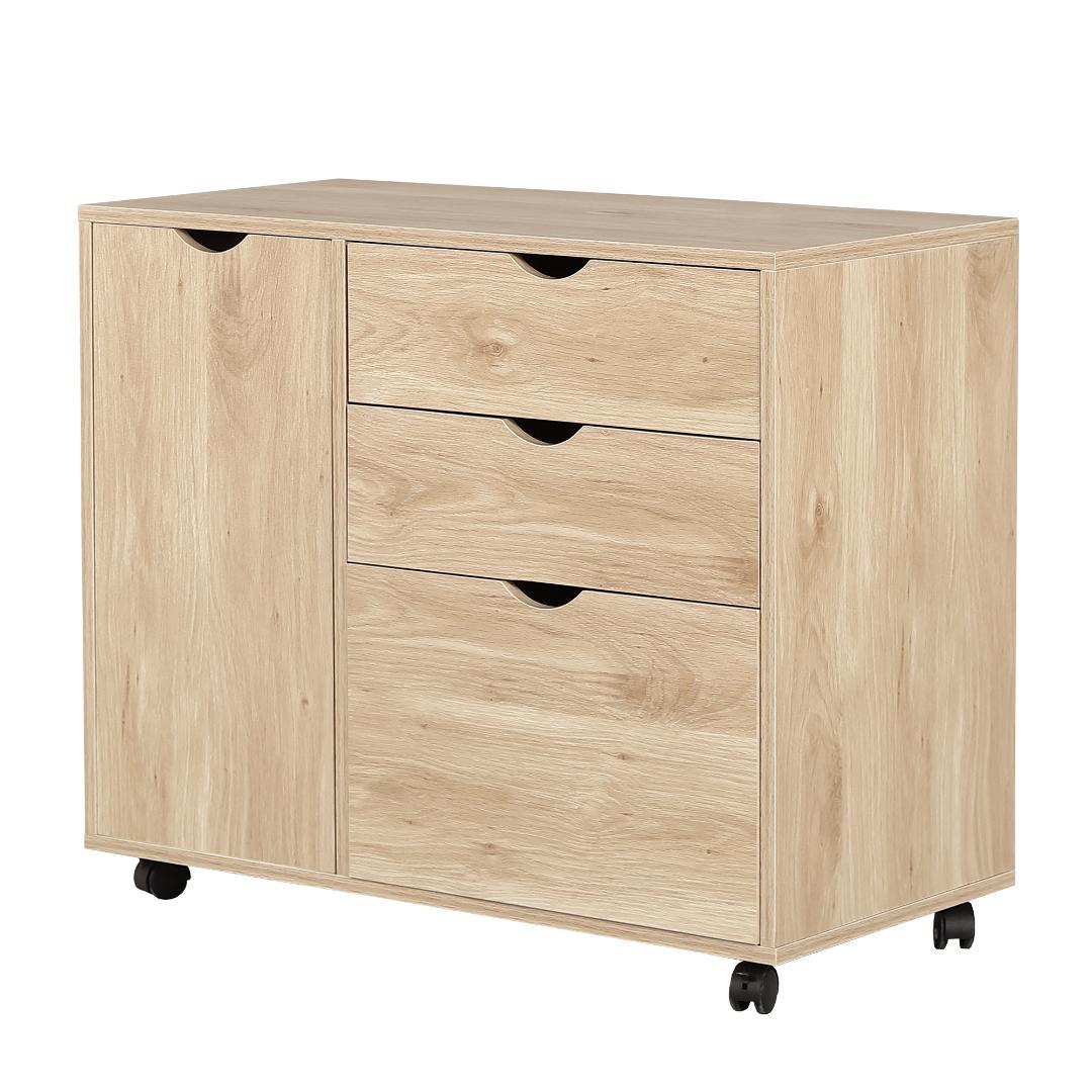 キャビネット キャスター付き 引き出し3段 大容量 リビング収納 NATURAL
