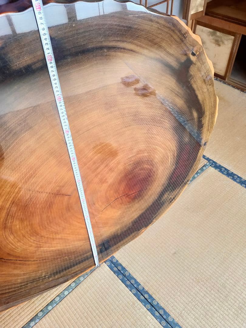 【札幌近郊配達可】座卓 円卓 ローテーブル 紅紫檀 輪切り 【引取歓迎】