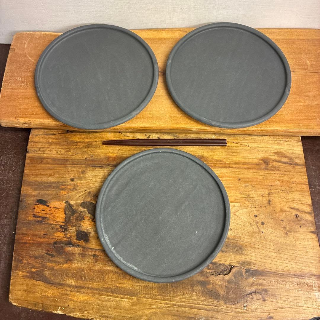 新品　陶器　陶芸作家　プレート皿3枚　346