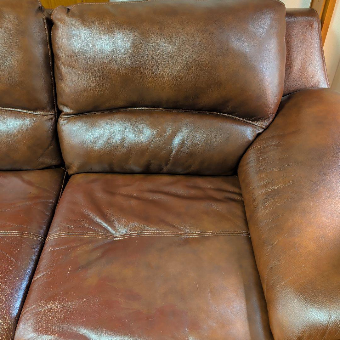 村内家具　本革カウチソファー　2人掛けソファーのみ　本革クッション2個付き