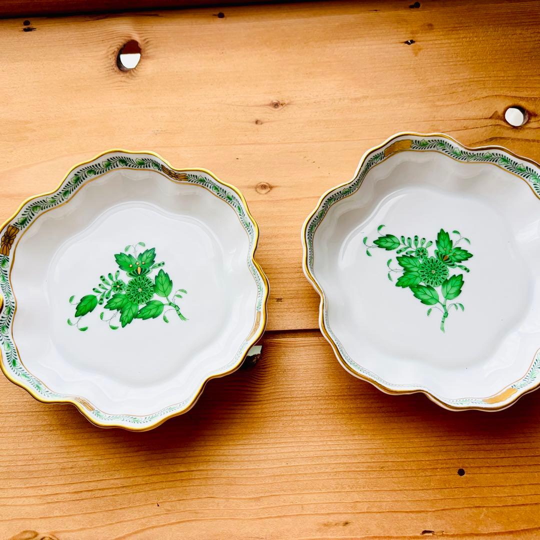 Herend Apponyi Green スイーツディッシュ　3枚セット
