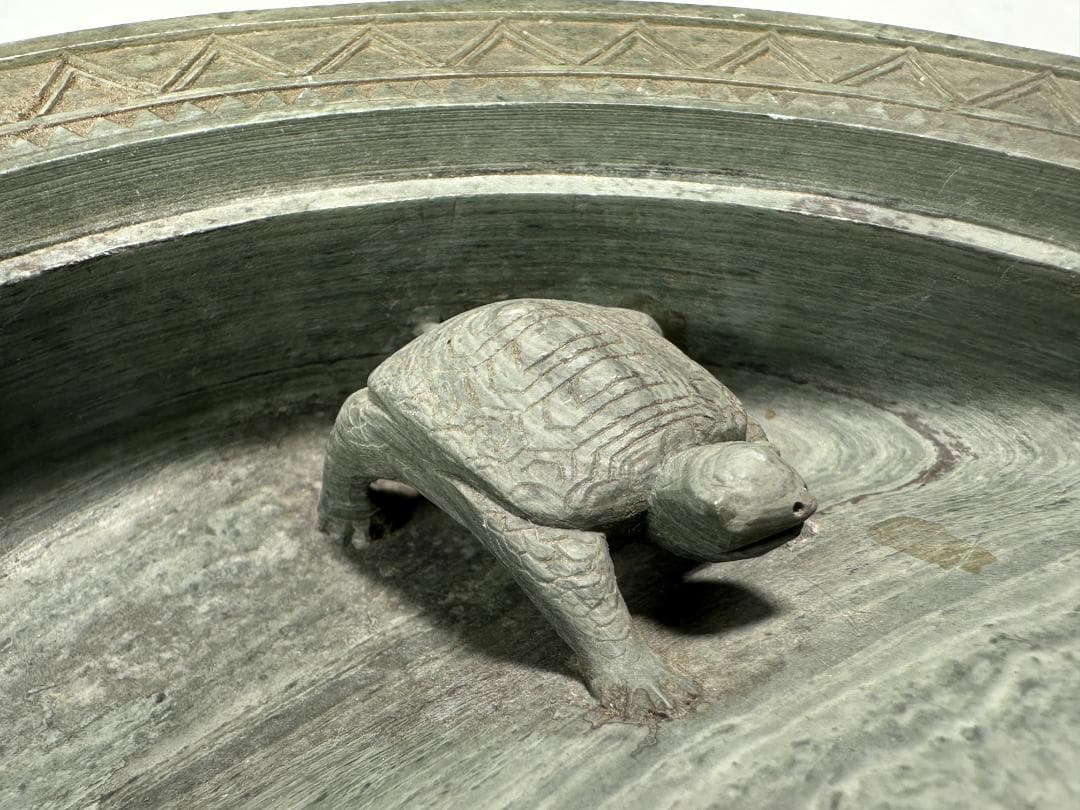 書道具　文房具　硯　緑端渓　丸硯