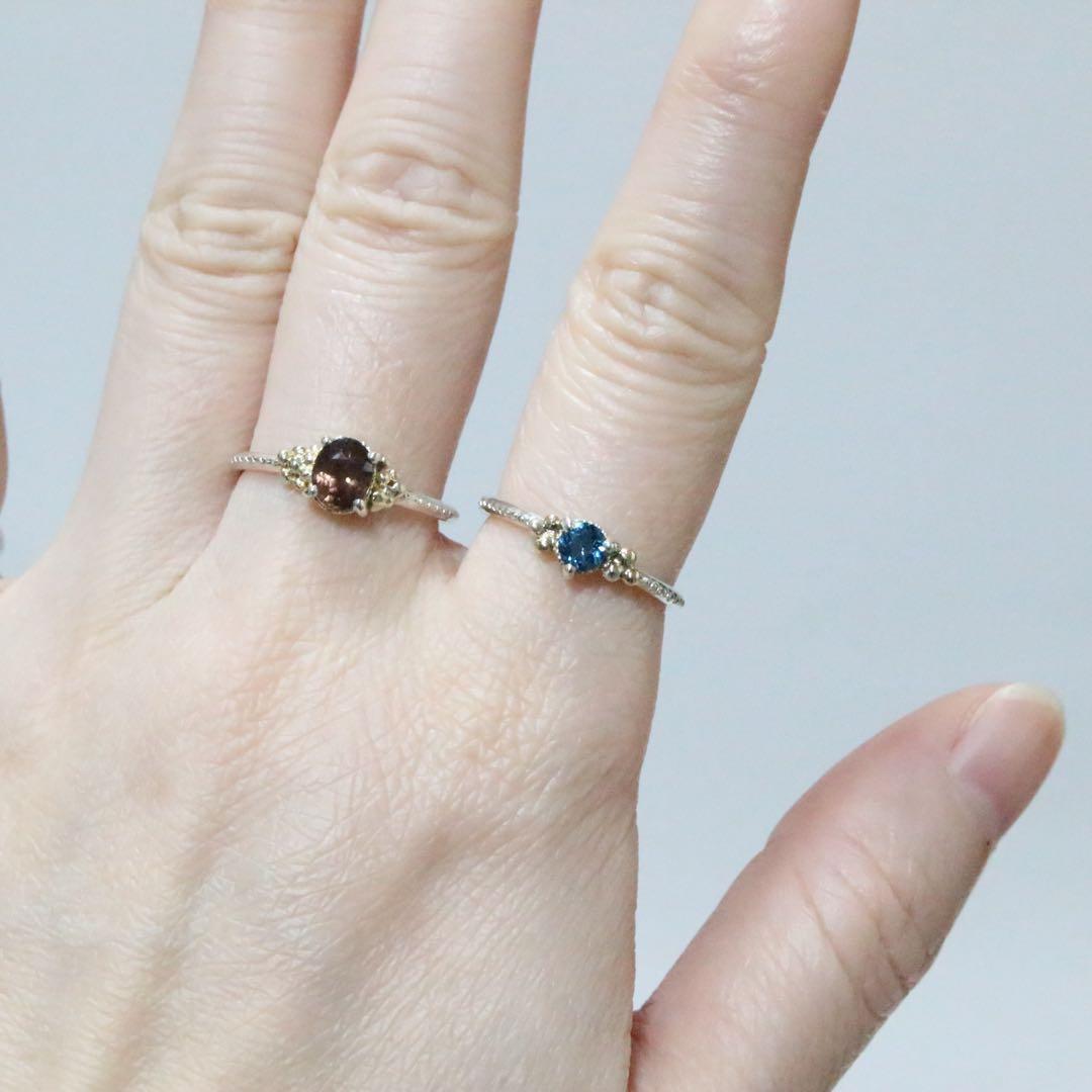 【訳あり】透明感✴︎ロンドンブルートパーズK10粒々ミル打ちシルバーリング10号強
