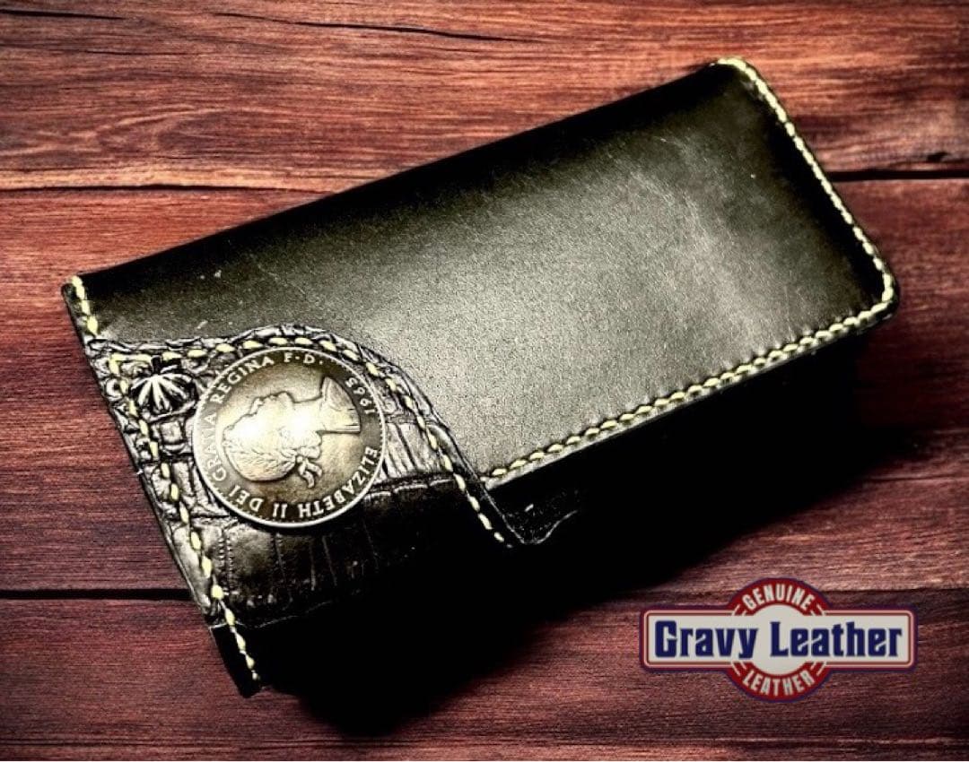 Gravy Leather クロコダイル ワニ革 バイカー 長財布 ハンドメイド