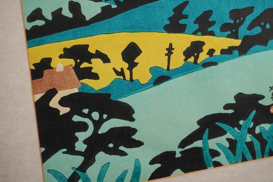 川西英 「神戸六甲山から」木版画 額装