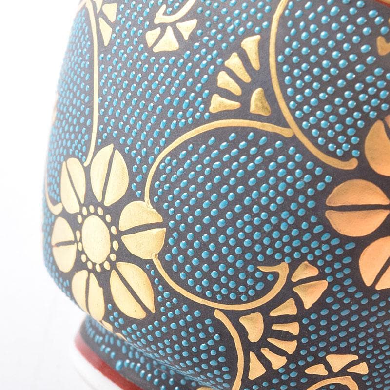 九谷焼　中田錦玉作　青粒金彩　ぐい呑　酒盃　共箱　V　R8386