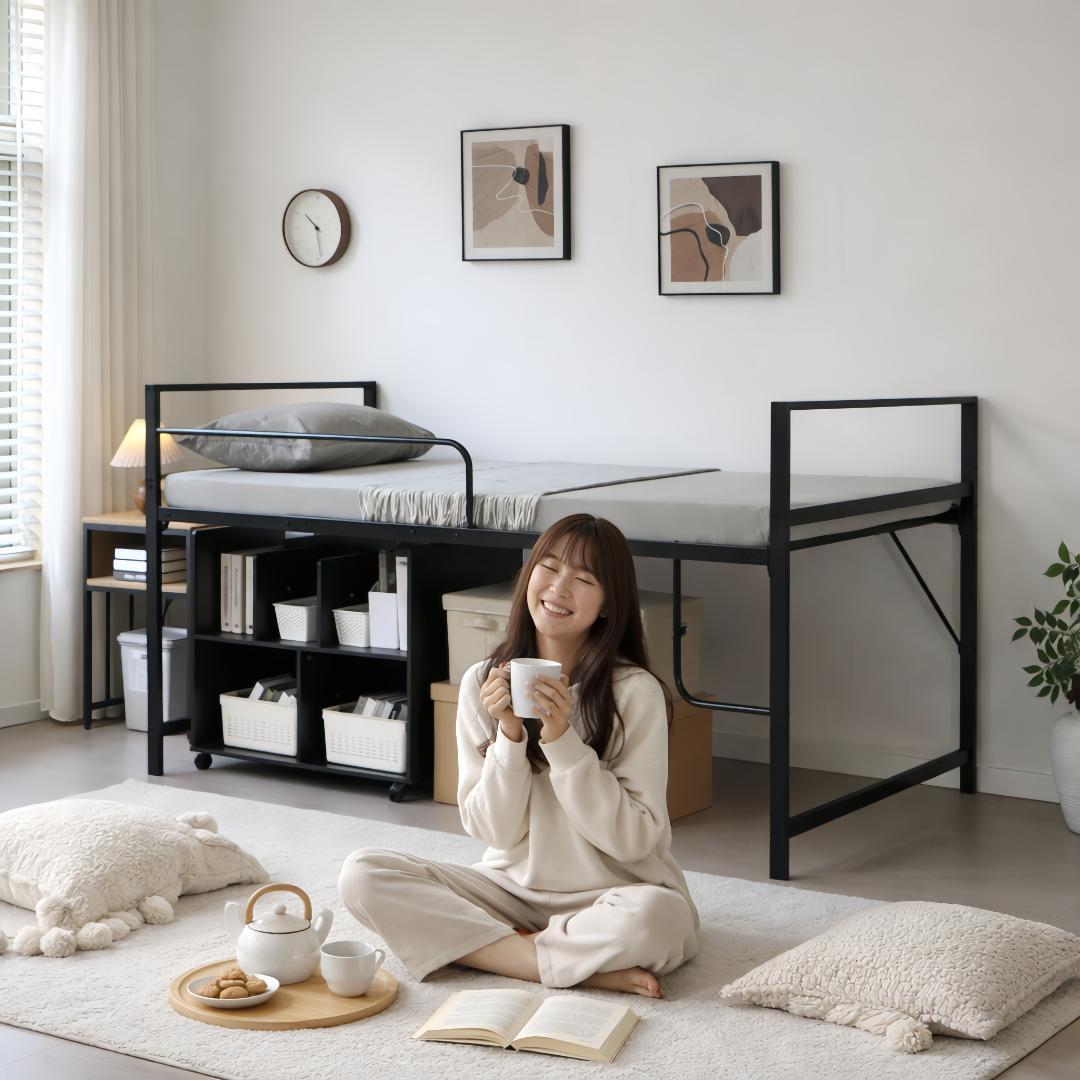 超人気！パイプベッド シングル【高さ110cm】 収納 北欧風 大人 一人暮らし