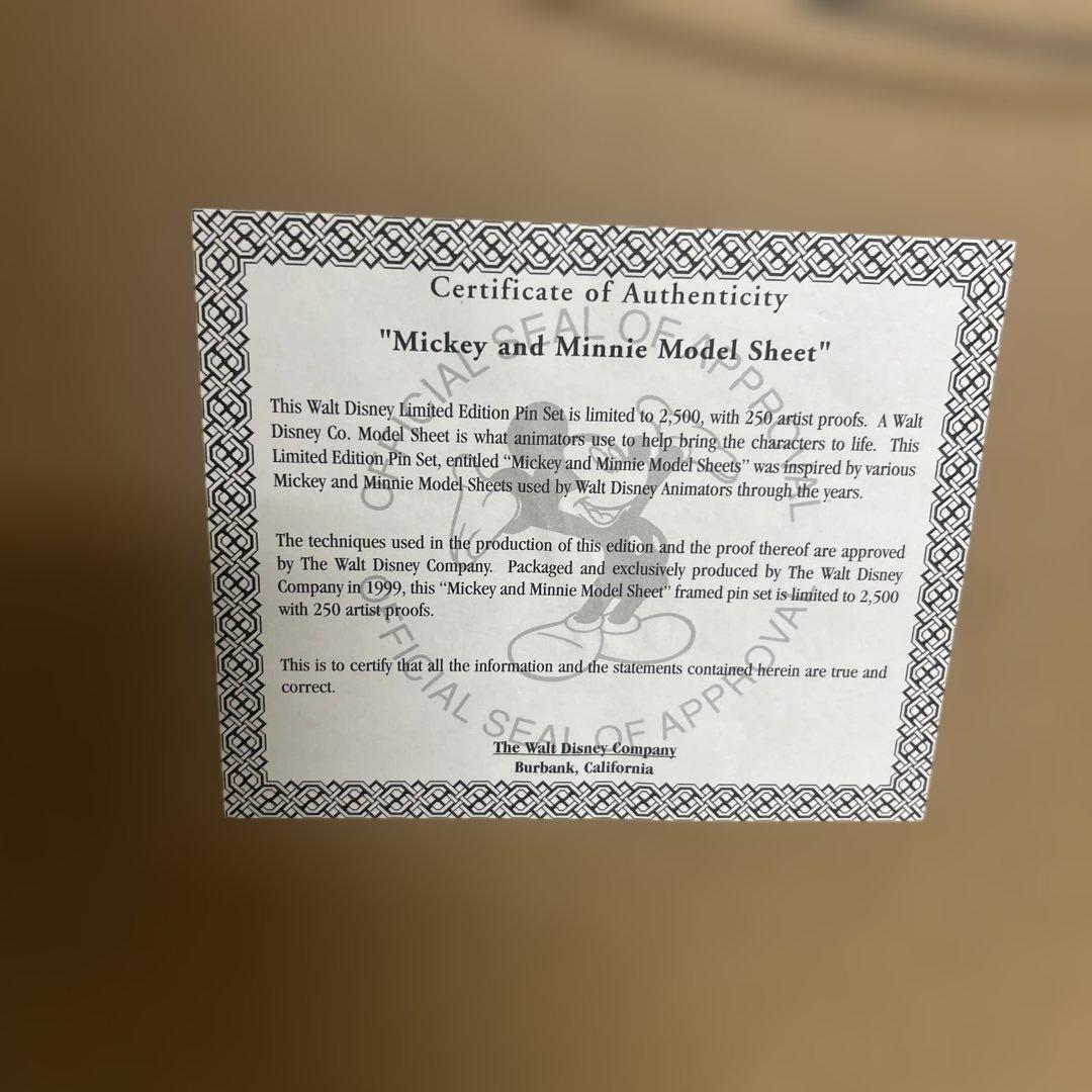 2500点限定★ディズニー　ミッキー　ミニー　model sheet バッジ