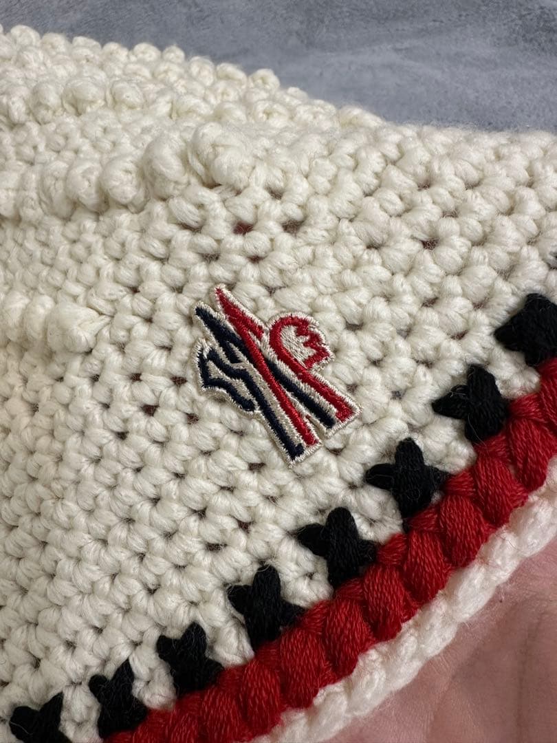 MONCLER アイボリー 編み込み帽子 ユニセックス