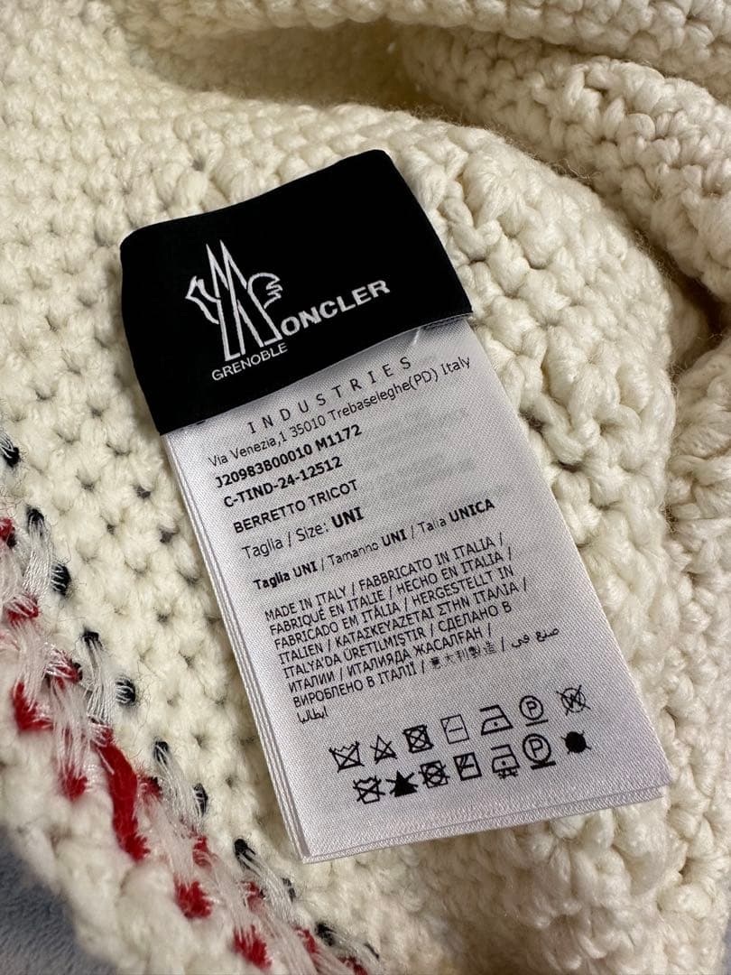 MONCLER アイボリー 編み込み帽子 ユニセックス