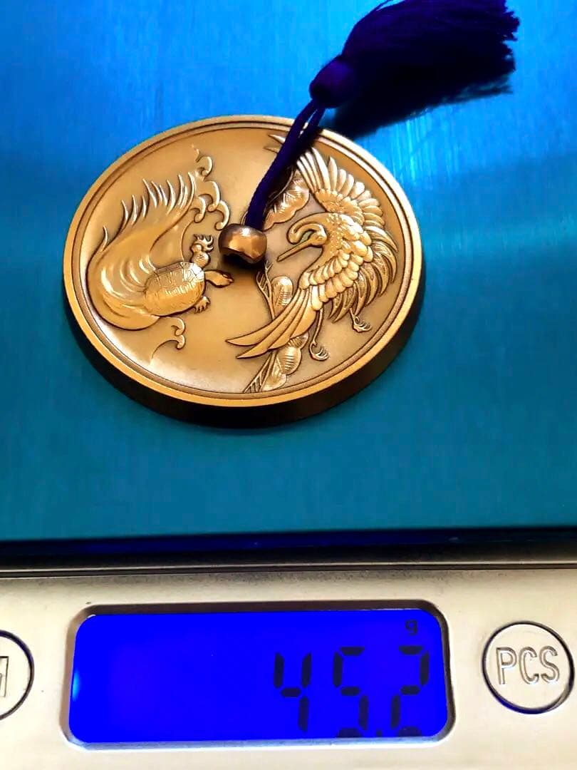 その他 Crane and Tortoise Carved Paperweight