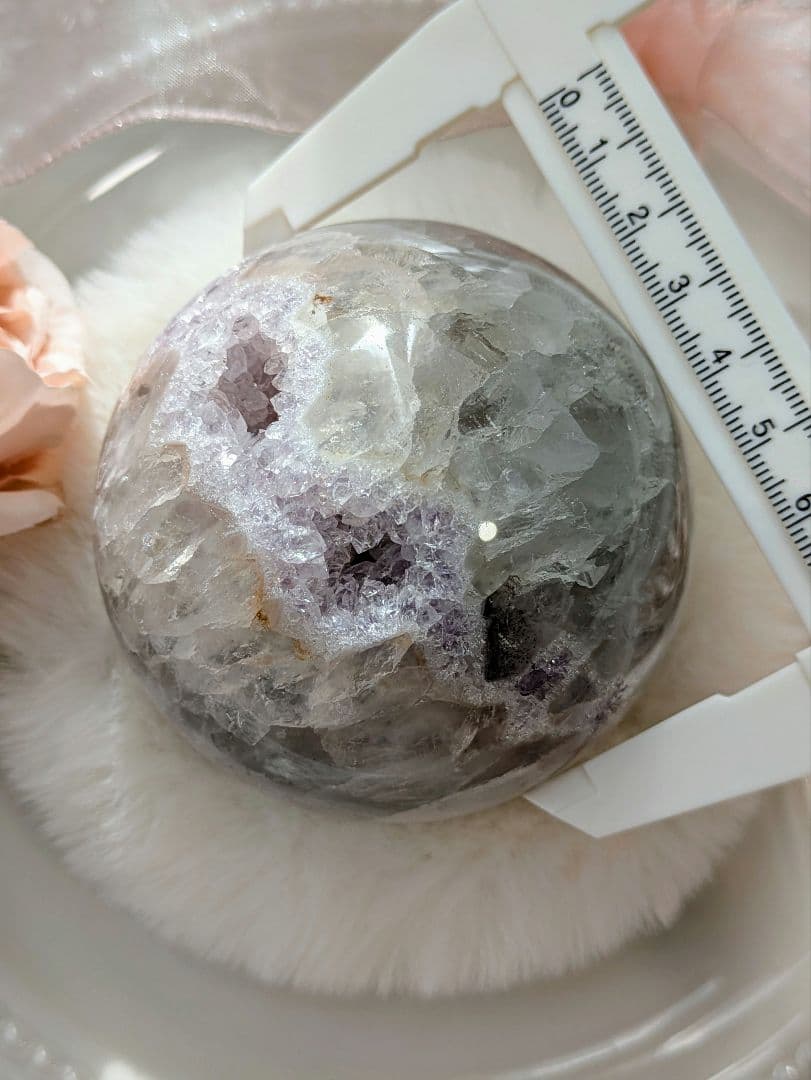 ♡瑪瑙　スフィア♡　お姫様　レース風ジオード　大玉　オールカット