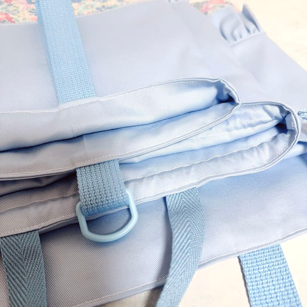 入園入学セット　水色　リボン　レッスンバッグ　体操着袋　花柄　上履き入れ　女の子