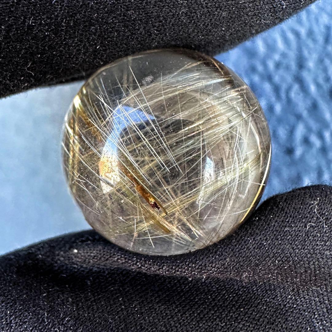 別格高級品❗️高透明度スモーキールチルクォーツ丸玉ゴールドルチルクォーツA1384