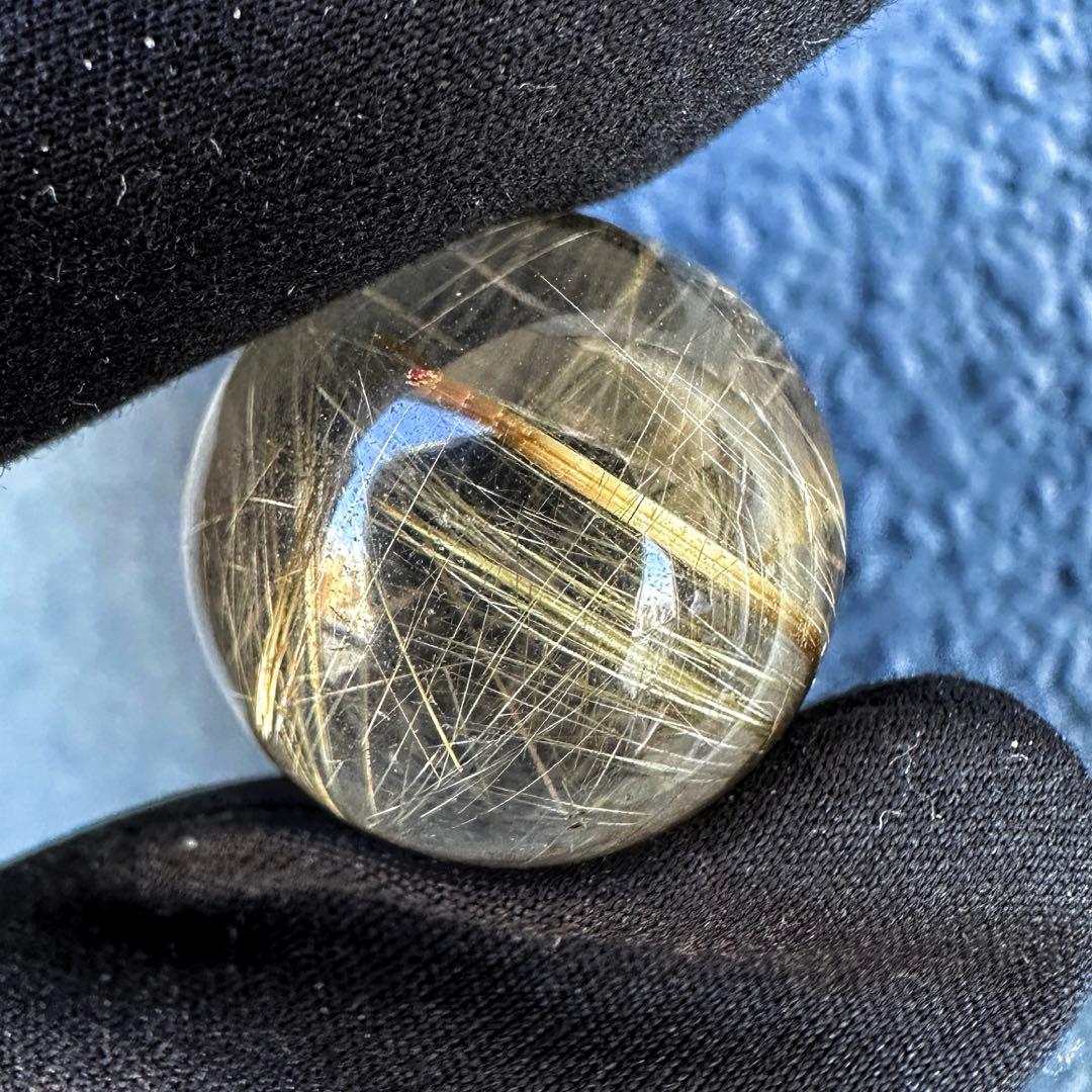 別格高級品❗️高透明度スモーキールチルクォーツ丸玉ゴールドルチルクォーツA1384