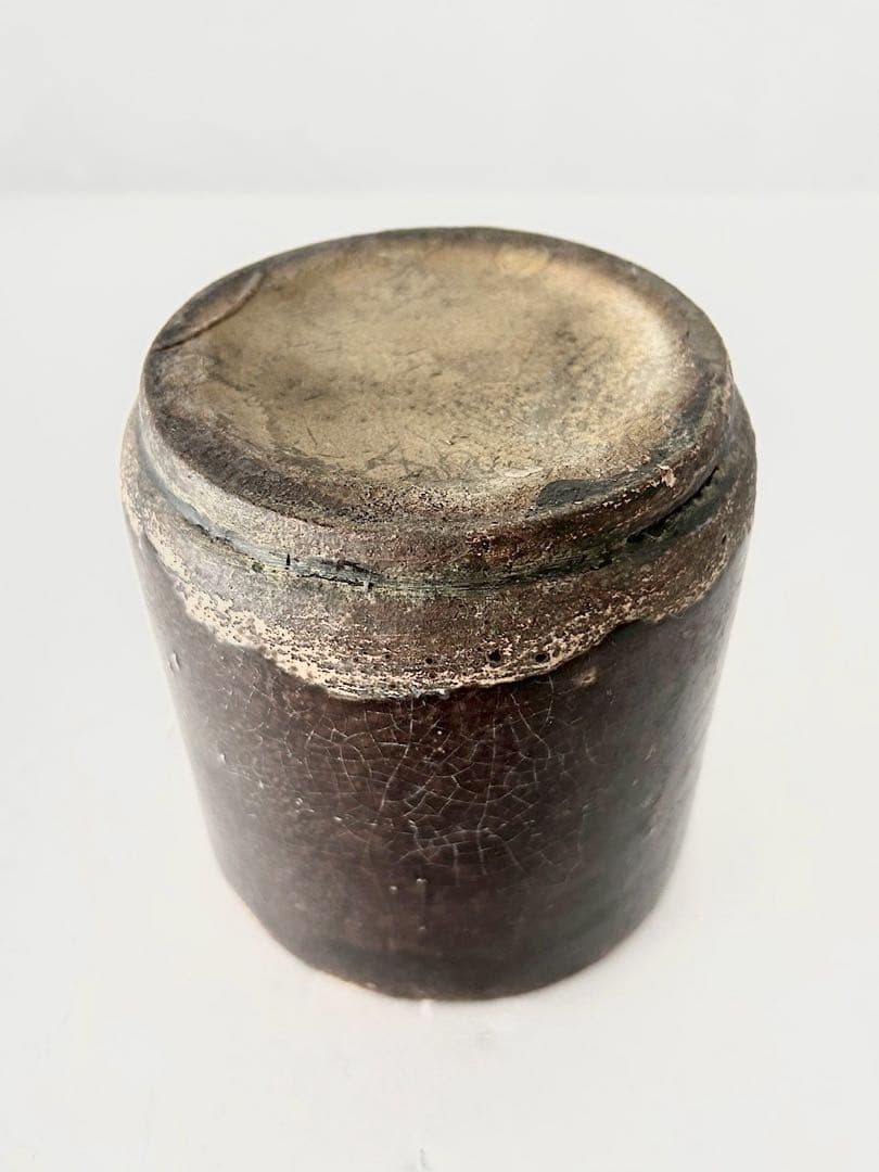 【フランスアンティーク】19世紀　黒釉グレ　コンフィポット　カトラリー入れ