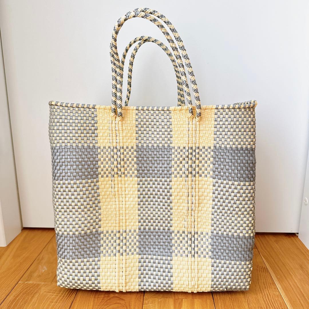 【新品同様】【レア】レトラ　メルカドバッグ　Mサイズ　グレー×アイボリー★