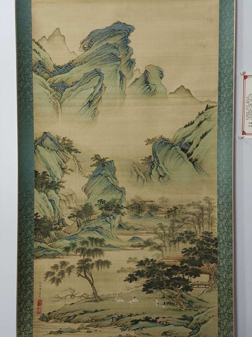 【仇英】山水图 中国画 掛け軸 水墨画 和室 玄関 茶室 壁掛け 美術品