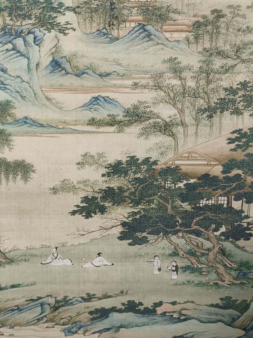 【仇英】山水图 中国画 掛け軸 水墨画 和室 玄関 茶室 壁掛け 美術品