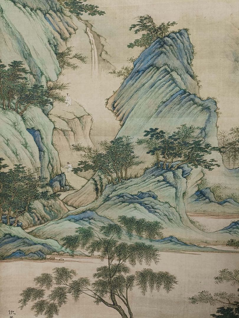【仇英】山水图 中国画 掛け軸 水墨画 和室 玄関 茶室 壁掛け 美術品