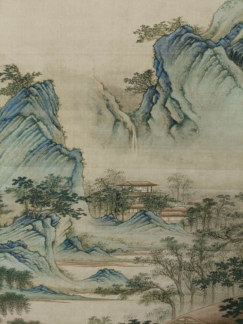 【仇英】山水图 中国画 掛け軸 水墨画 和室 玄関 茶室 壁掛け 美術品