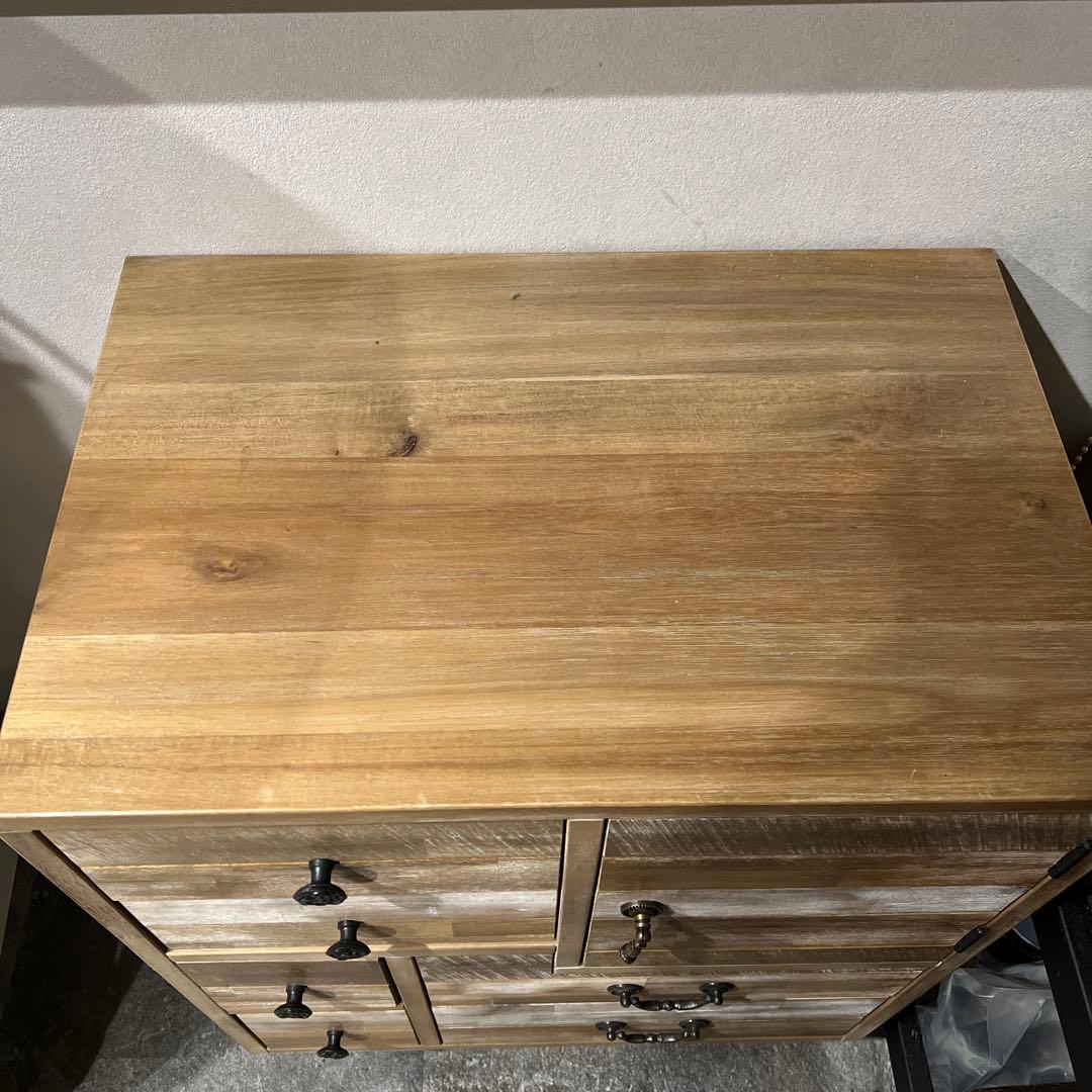 アンティーク調家具　木製パッチワークデザインチェスト