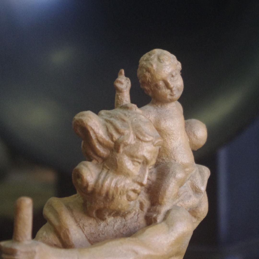 アンティーク 聖クリストファー木彫像 キリスト ドイツ 英国