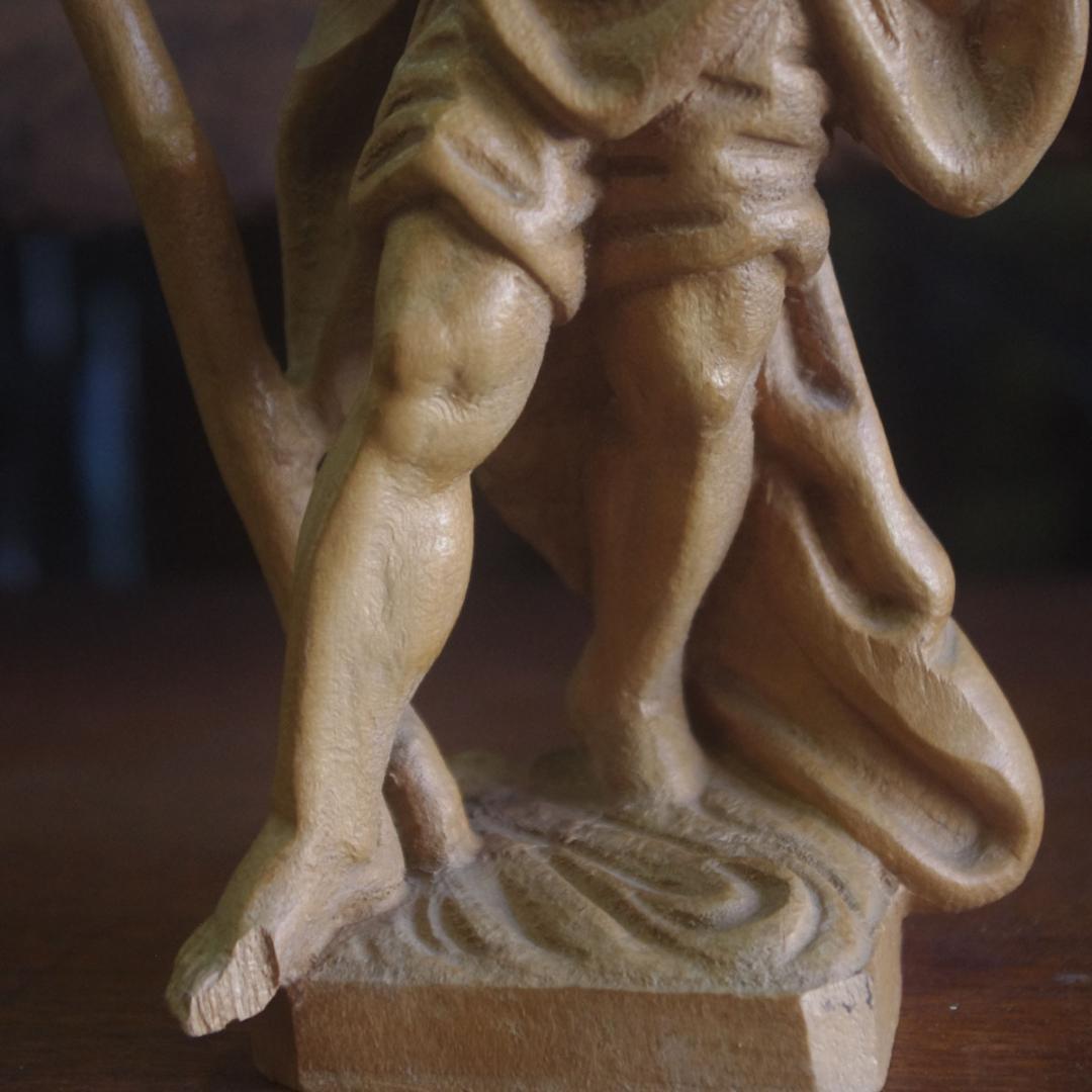 アンティーク 聖クリストファー木彫像 キリスト ドイツ 英国