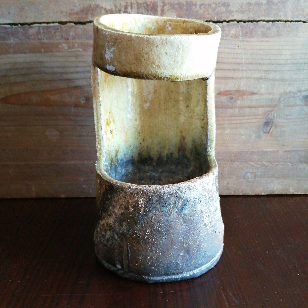 伊賀焼　小林國光　伊賀自然釉花入　23cm
