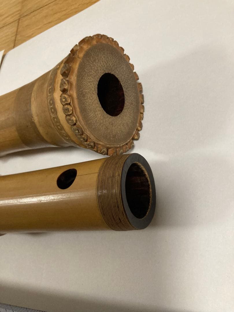 尺八 竹製 5穴　約５４.５ｃｍと４９ｃｍ２本セット 49ｃｍツナキ部調整要