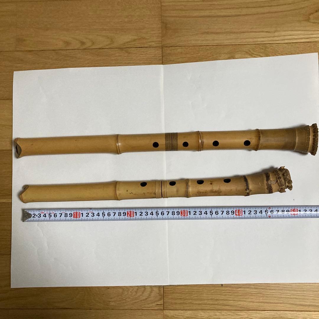尺八 竹製 5穴　約５４.５ｃｍと４９ｃｍ２本セット 49ｃｍツナキ部調整要