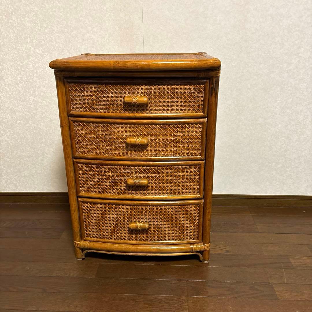 【美品】ラタンチェスト ４段 藤家具 高品質 ラタン チェスト