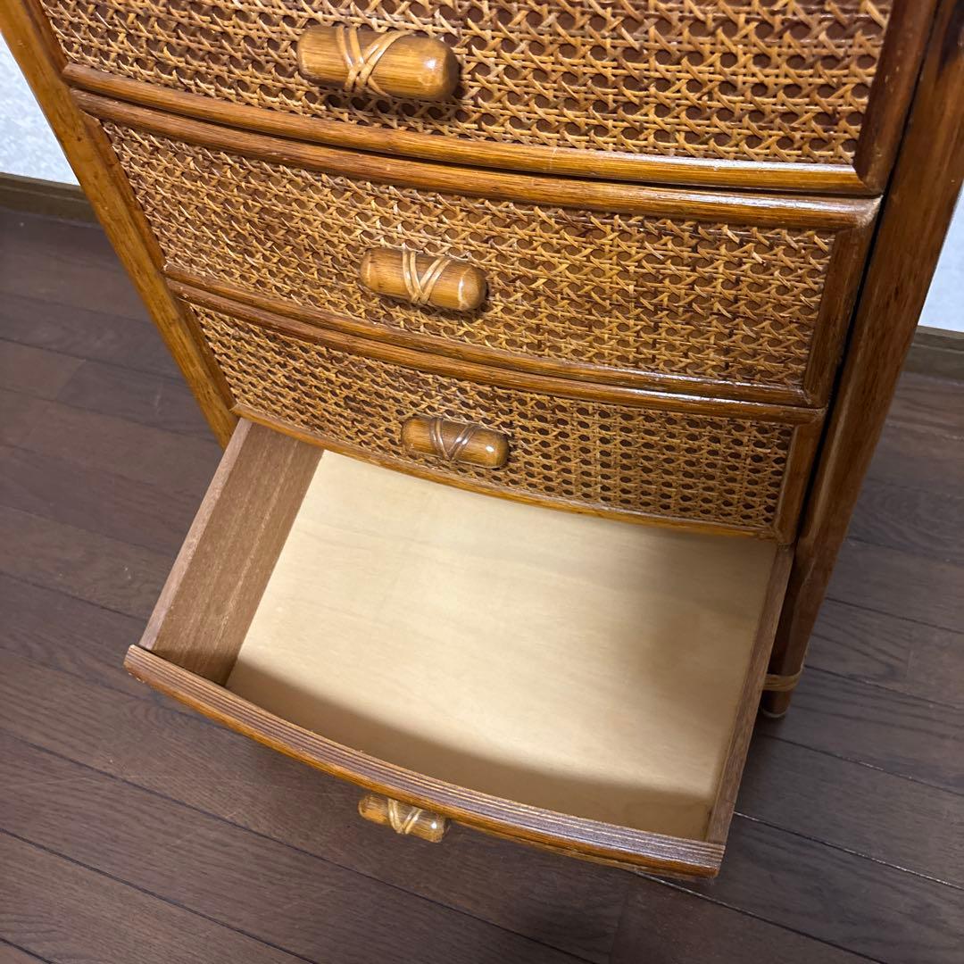 【美品】ラタンチェスト ４段 藤家具 高品質 ラタン チェスト