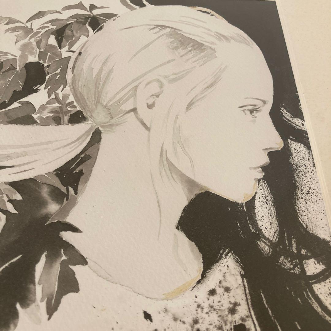 イラストレーター粟津泰成さんの モノクロイラスト 女性の肖像画②