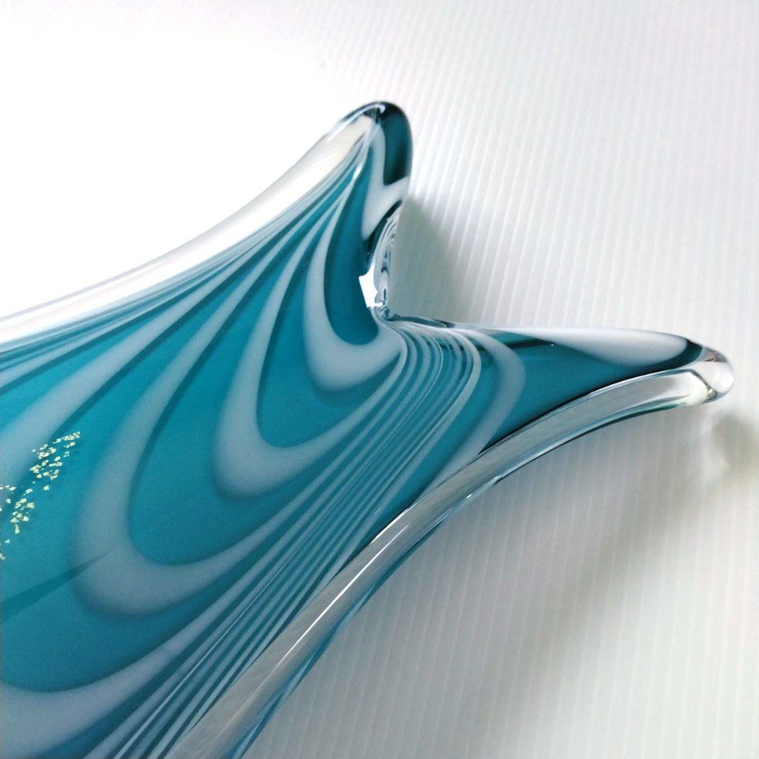 カメイガラス ガラス 花器 フラワーベース 花瓶 ブルー ターコイズブルー 金箔