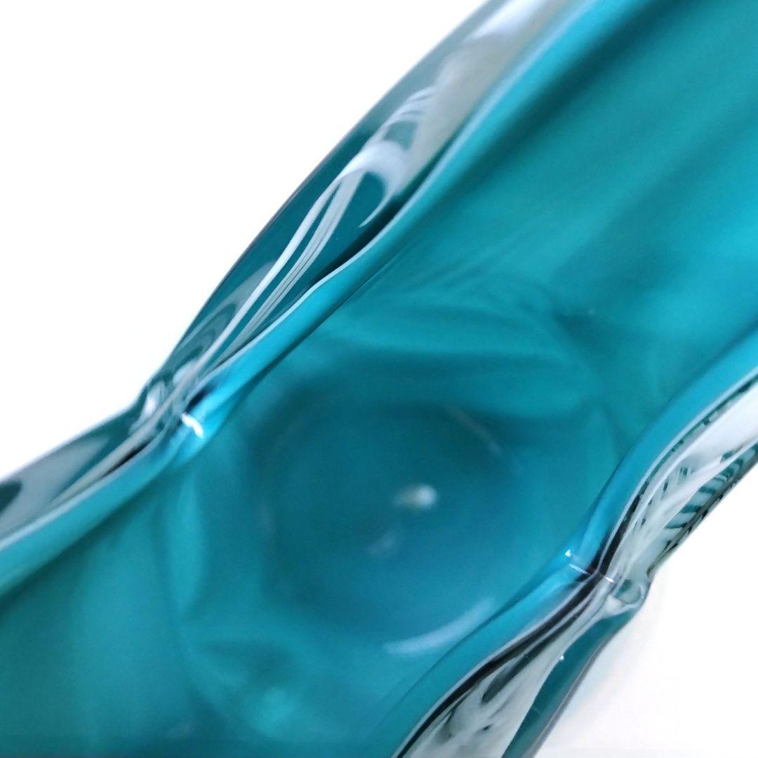 カメイガラス ガラス 花器 フラワーベース 花瓶 ブルー ターコイズブルー 金箔