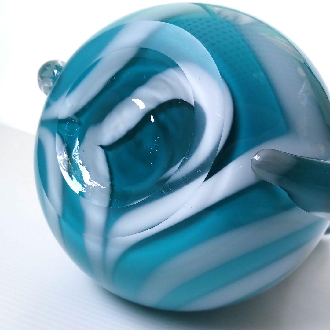 カメイガラス ガラス 花器 フラワーベース 花瓶 ブルー ターコイズブルー 金箔