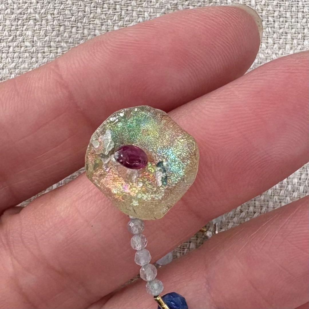カレンシルバー　天然石　ローマングラスのブレスレット