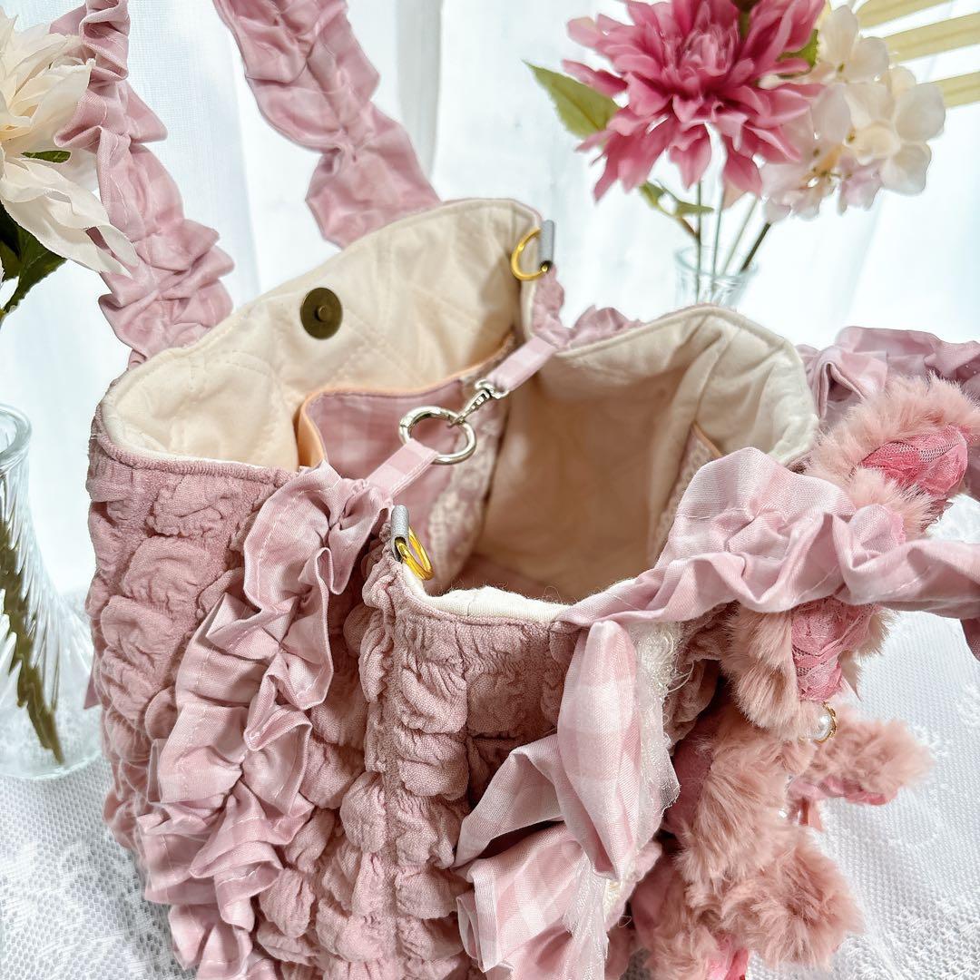 ゆ*ら様 うさ耳　ねこ　ピンクフリルバック　底板付き　コヤンイサムチョン風