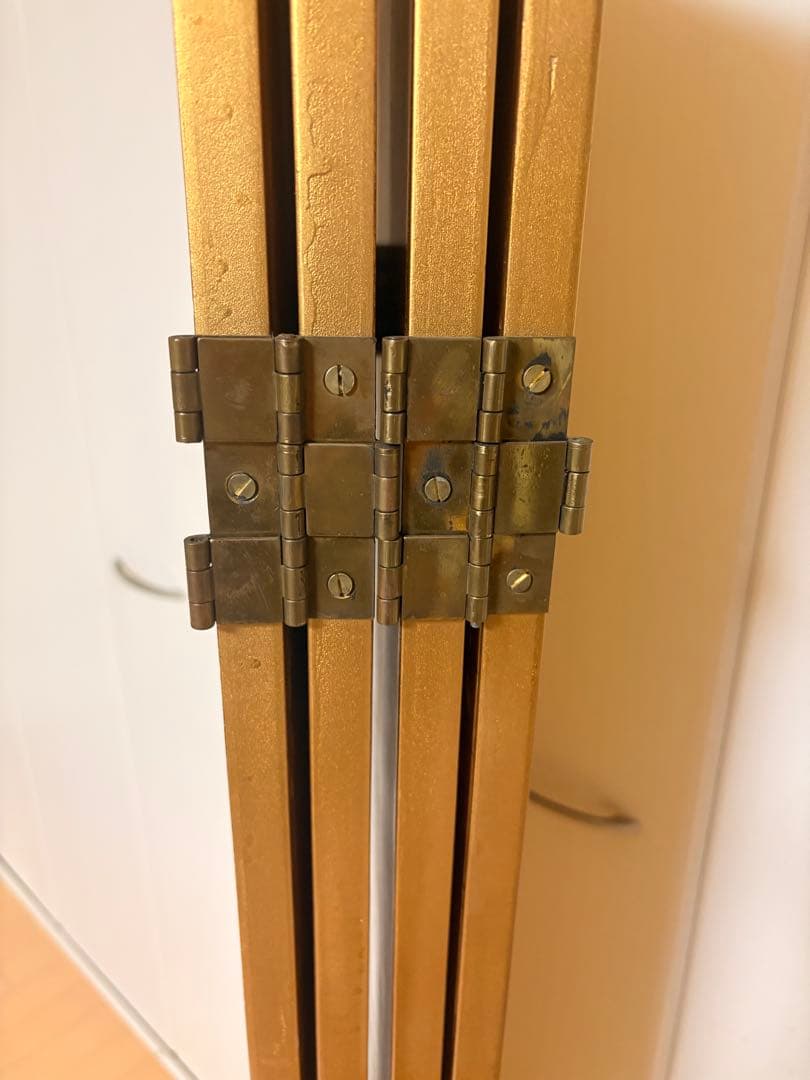 金屏風　金箔　花車　四つ折り　4曲　パーテーション　衝立