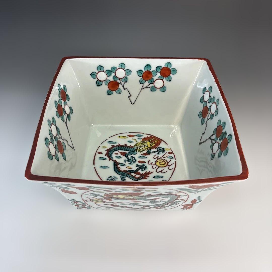 【茶道具】平安清山造　枡形赤絵萬暦水指（共箱）★送料込★
