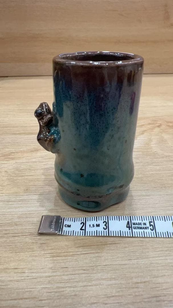 【手作り】新品 蛙モチーフ陶器カップ 湯呑み 茶器