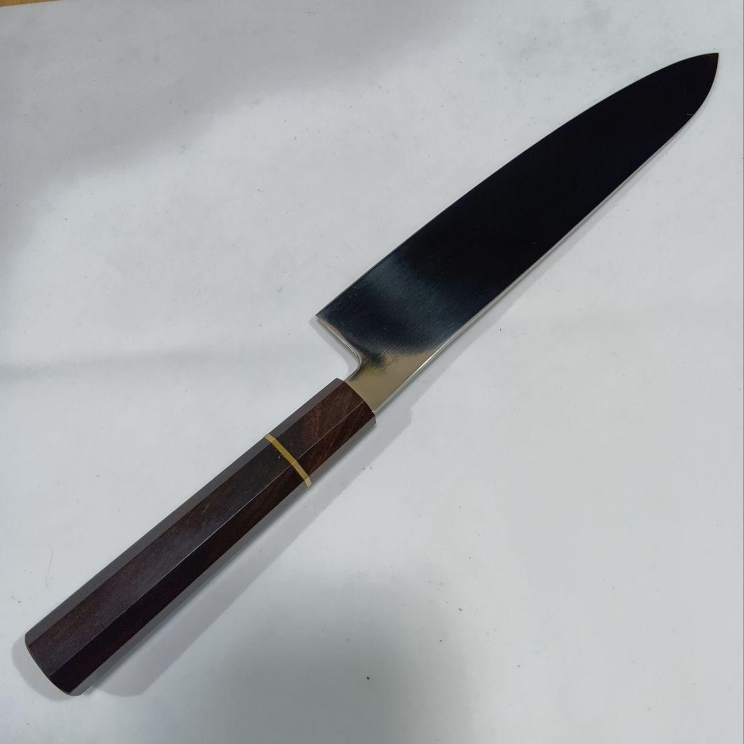 本焼 Ｖ金10号鋼 全鋼 和牛刀 24cm 牛刀 包丁 鏡面 八角黒檀柄