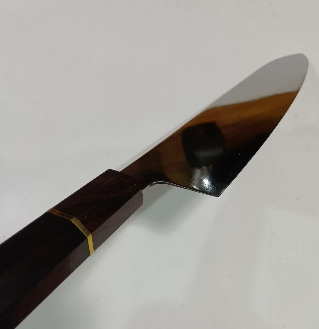本焼 Ｖ金10号鋼 全鋼 和牛刀 24cm 牛刀 包丁 鏡面 八角黒檀柄