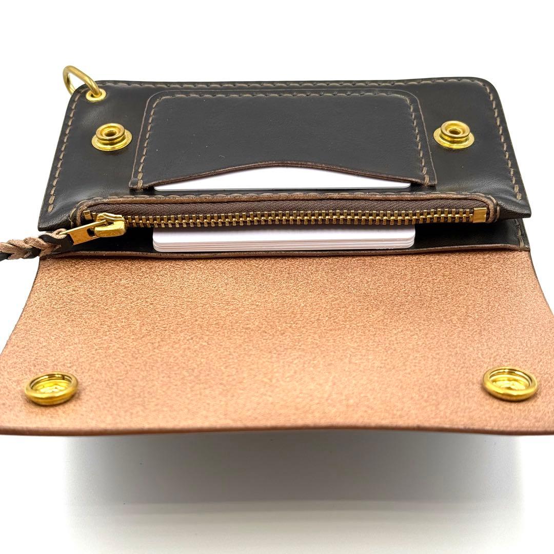 ミドルトラッカーウォレット(ブラック)サドルレザー　タロンジッパー　2層タイプ