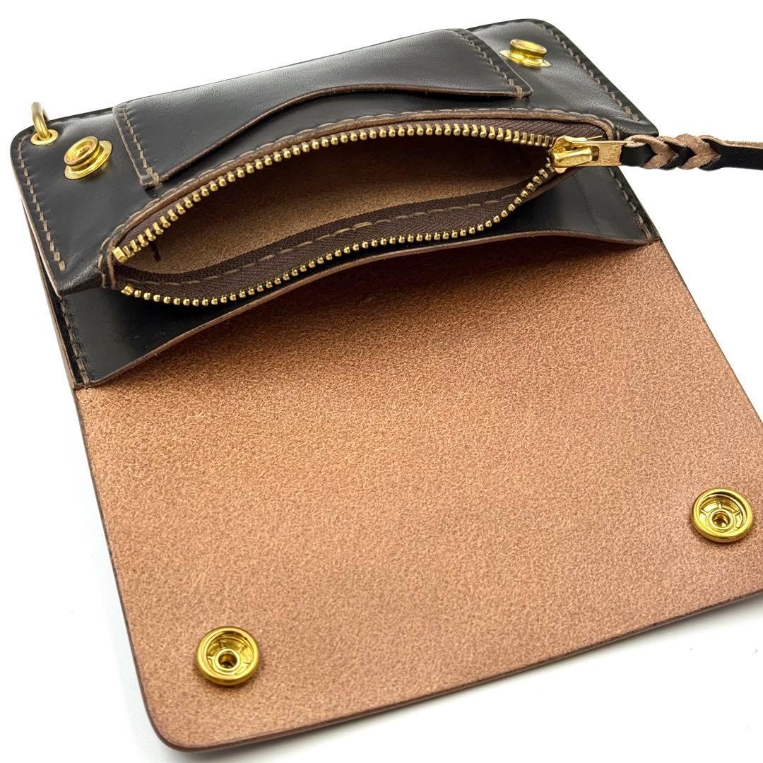 ミドルトラッカーウォレット(ブラック)サドルレザー　タロンジッパー　2層タイプ