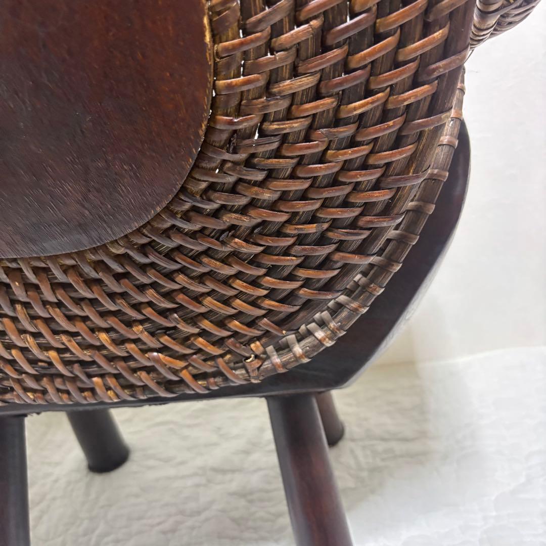 【極希少】ラタン製 チェア 彫刻 木彫り 犬 ドッグ